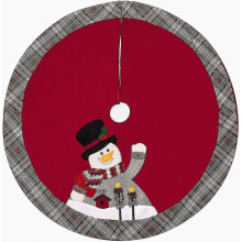Holiday Decor Tree Skirt 41 Inch Round Blanket with Snowman Christmas Design