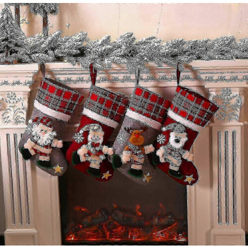 Christmas Stocking Set 4 Pieces Santa Boots Gift Bag