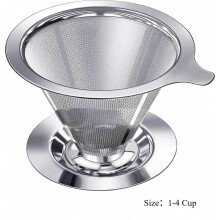 Filterkoffiezetter, herbruikbaar koffiefilter zonder papier, roestvrijstalen kegelfilter, 3-4 kopjes