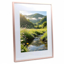 Cornice portafoto in metallo formato A4 (21x29,7 cm), lega di alluminio, vetro acrilico, da appendere al muro.