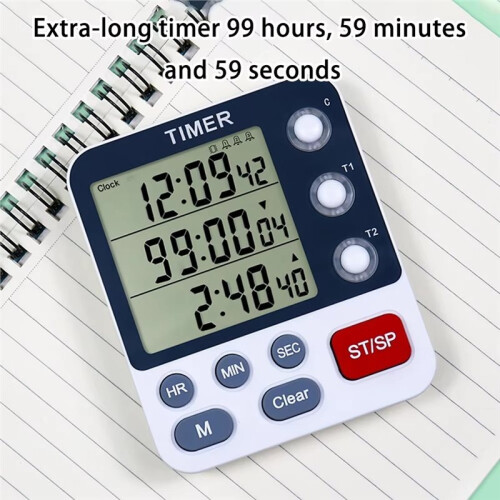Digital Dual Kitchen Timer 3 Channels Count  Down Timer Cooking Timer Large Display Loud Volume Alarm 2