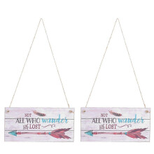 2 Pieces Wooden Hanging Plaque Home Gift Pendant for Door Window Wall Shop Decor