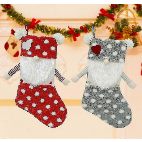 Holiday Decorations for Christmas with Patterned Stockings 2