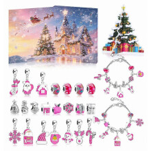 Christmas Countdown Advent Calendar Bracelets 2026 for Kids Girls 24 Days Christmas Countdown Calendar DIY Charm Bracele