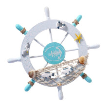 WINOMO Nautical Beach Wooden Boat Ship Steering Wheel Fishing Net Shell Home Wall Decor (Swim ring)