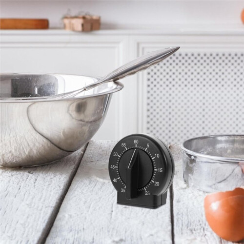 60-Minute Mechanical Kitchen Timer, Black Timer, Precise Cooking and Baking Choice,Wind- Timer