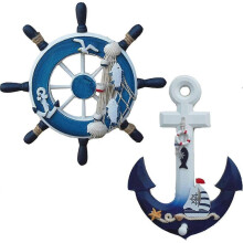 Nautical Wall Decor with Wooden Anchor, Mediterranean Style, for Bedroom, Bar, Living Room, Wood Crafts