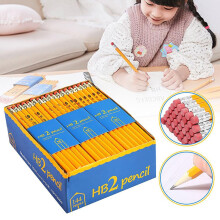 Yellow Hexagonal HB-Pencils Set Smoothly Writing Pencil Set Student Stationery