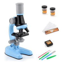 (Blue) Children's Small Microscope Toys with Base Ergonomic Design Magnification Lens for Kids Boy Girl