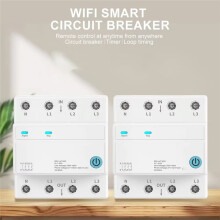 4-Poliger WLAN-Leistungsschalter mit 3 Relais, Fernbedienung, Abschaltfunktion für Stromführende Leitungen und Countdown-Timer für TUYA und die