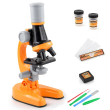 (Orange) Children's Small Microscope Toys with Base Ergonomic Design Magnification Lens for Kids Boy Girl