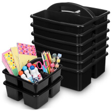 6 Pack Classroom Caddy with Handle, 3 Compartments Plastic Storage Caddy Organizer for School, Home and Office