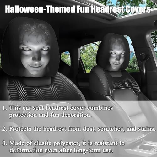 Face Headrest Covers,Scary Covers for Cars, Halloween-Themed Fun 1