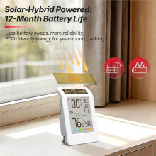 WiFi Thermometer Hygrometer, Wireless Indoor Outdoor Temperature Humidity Monitor, Solar Boost, 3.9" Large Screen