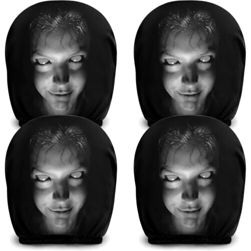Face Headrest Covers,Scary Covers for Cars, Halloween-Themed Fun 2