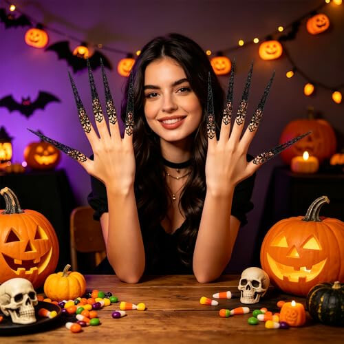 10PCS Halloween Finger Claws Finger Nail Tip Claw Rings Queen 1