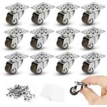 Pack de 12 Roues Roulettes de 1/2 Pouce, Roulettes Pivotantes à Profil Bas à 360 avec Colle Auto-Adhésive, pour Meubles et Appareils