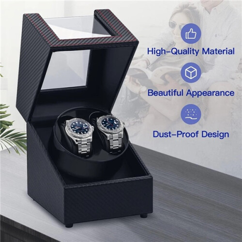 Automatic Double Watch Winder Display Box Rotator Watches Display Case Organizer 1