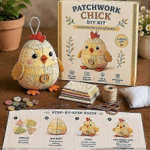 (E) DIY Patchwork Animal Sewing Kit, Handmade Stuffed Animal Craft Set