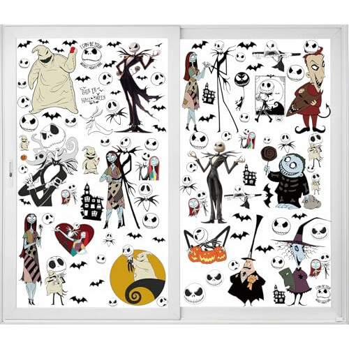 12 Sheets Big Size Window Clings Halloween Window Clings Nightmare 2