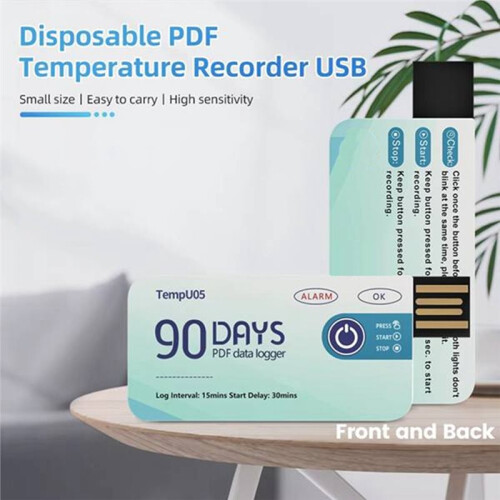 5Pcs TempU05 90 Days USB Temperature Data Logger Disposable PDF Report Temperature Recorder for Cold-Chain Transport 1
