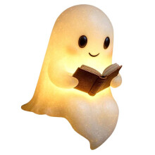 Cute Reading Lamp - Halloween Decoration Glowing Statue LED Night Light for Book Lovers