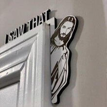 Plaque Sign High Durability Exquisite Shape Wood Jesus I Saw That Front Door