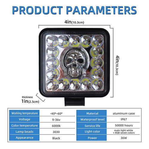 Personalized Car Squared Skull Headlight Wear-Resistant Automobile Headlight for Truck 1