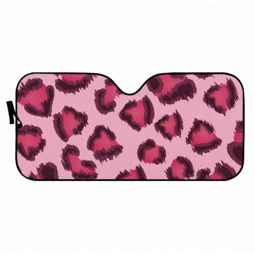 Pink Leopard Design Print Car Interior Protector Universal Autos Windshield Covers Foldable Car Sun Shade Windshield UV 2