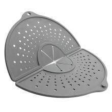 (Grey) Silicone Spill Stopper Lid - Foldable Anti-Boil Over Pot Cover, Heat-Resistant Splatter Guard for Pasta, Milk & Universal Pots