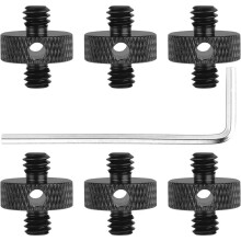 6Pcs 1/4" Male to 1/4" Male Threaded Tripod Screw Double Stud Standard Mounting Converter for Camera Tripod Mic