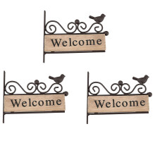 3X Retro Vintage Plaque Wood Bird Welcome Door Sign for Bar Cafe Shop Store Wall Mounting Sign