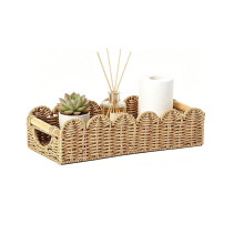 Bathroom Basket Organizer W/Cut Out Handle,Back of Toilet Paper Storage Baskets Tray,Also for Home Decor,Living Room