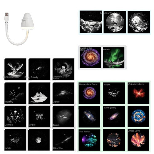 USB Starrys Projector Night Light Adjustable Brightness  Star Projector Night Light for Car Bedroom 26 Films