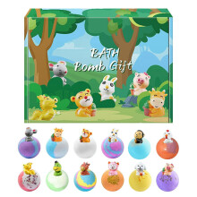 Zodiac Bath Bombs for Kids - 12-Pack Organic Moisturizing Bubble Bath with Surprise Animal Toys for Fun Bathtime & Gifts