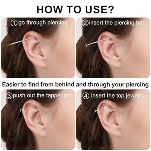 Piercing Tapered  Grabbing Tool for 16G 18G Stainless Steel Flat Back Earring Applicator Tool 2
