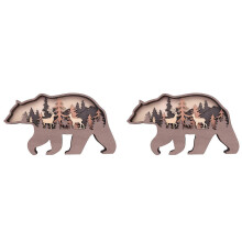 2X Bear and Deer Wall Decoration, Bear Decorations for Home, Bear Art Wall Decor, Rustic Home Decor, Cabin Decor