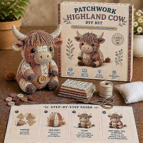 (B) DIY Patchwork Animal Sewing Kit, Handmade Stuffed Animal Craft Set