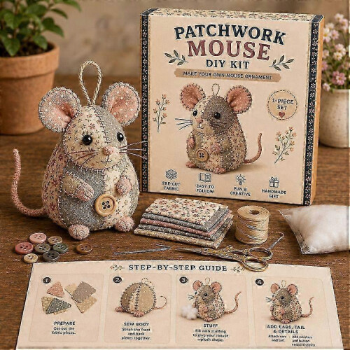 (A) DIY Patchwork Animal Sewing Kit, Handmade Stuffed Animal Craft Set