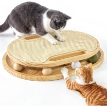 Katt Klösträd med Bollbana Lek, Sisal Klöspad för Inomhusbruk Trä Interaktiva Kattpussel Leksaker för Vuxna Katter
