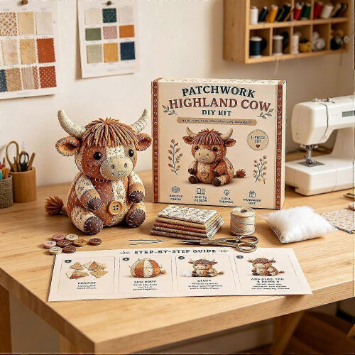 (E) DIY Patchwork Animal Sewing Kit, Handmade Stuffed Animal Craft Set 2