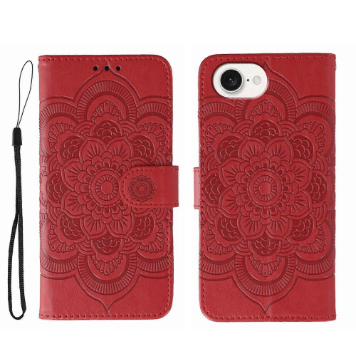 Sun Mandala Embossing Leather Phone Case for iPhone 16e