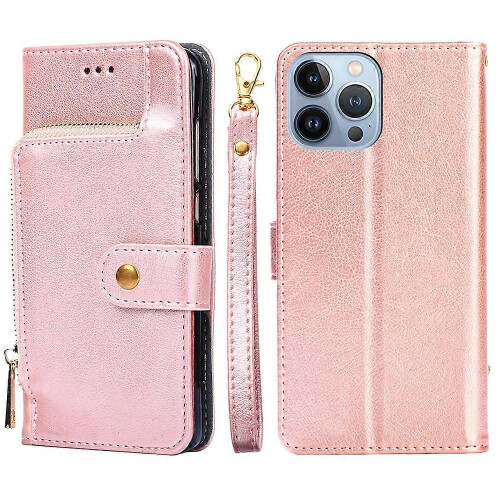 For iPhone 14 Pro Max Zipper Bag Leather Phone Case