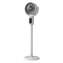 (Charging Type) Smart Digital Standing Fan with Remote Real-time LED Digital Temps Display Cozy Master Bedroom Setting