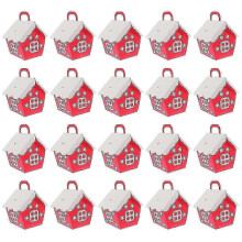 50PCS Creative Christmas House Shape Storage Box Portable Candy Box Gift Box 8X6X10CM Red