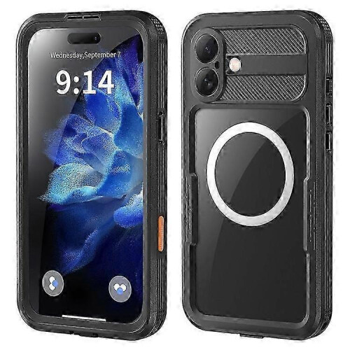SHELLBOX Compatible for iPhone 16 Plus Case Compatible with MagSafe IP68 Waterproof Clear Phone Cover