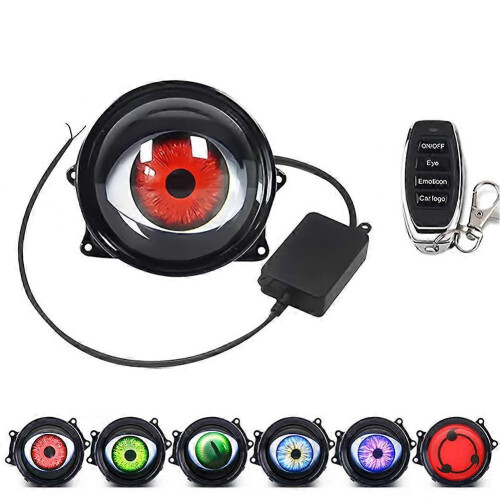 (A) Lens Style Demon Eye LED Headlight Kit, Universal Car Motorcycle Devil Eye LED Dynamics Light, Remote Controlled 6 Lighting Modes for Off-Road Use
