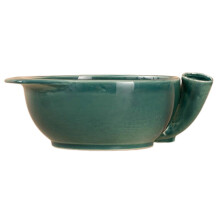 (Blue) Swirls colander bowl self spinning berry washing ceramic bowl with built-in strainer rapid drain perforated rotating basket space-saving