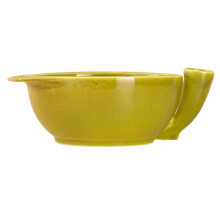 (Grass green) Swirls colander bowl self spinning berry washing ceramic bowl with built-in strainer rapid drain perforated rotating basket space-saving