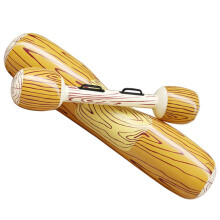 Inflatable Wood Pattern Swimming Ring Portable Wooden Raft Floating Pair Touch Water Toys for